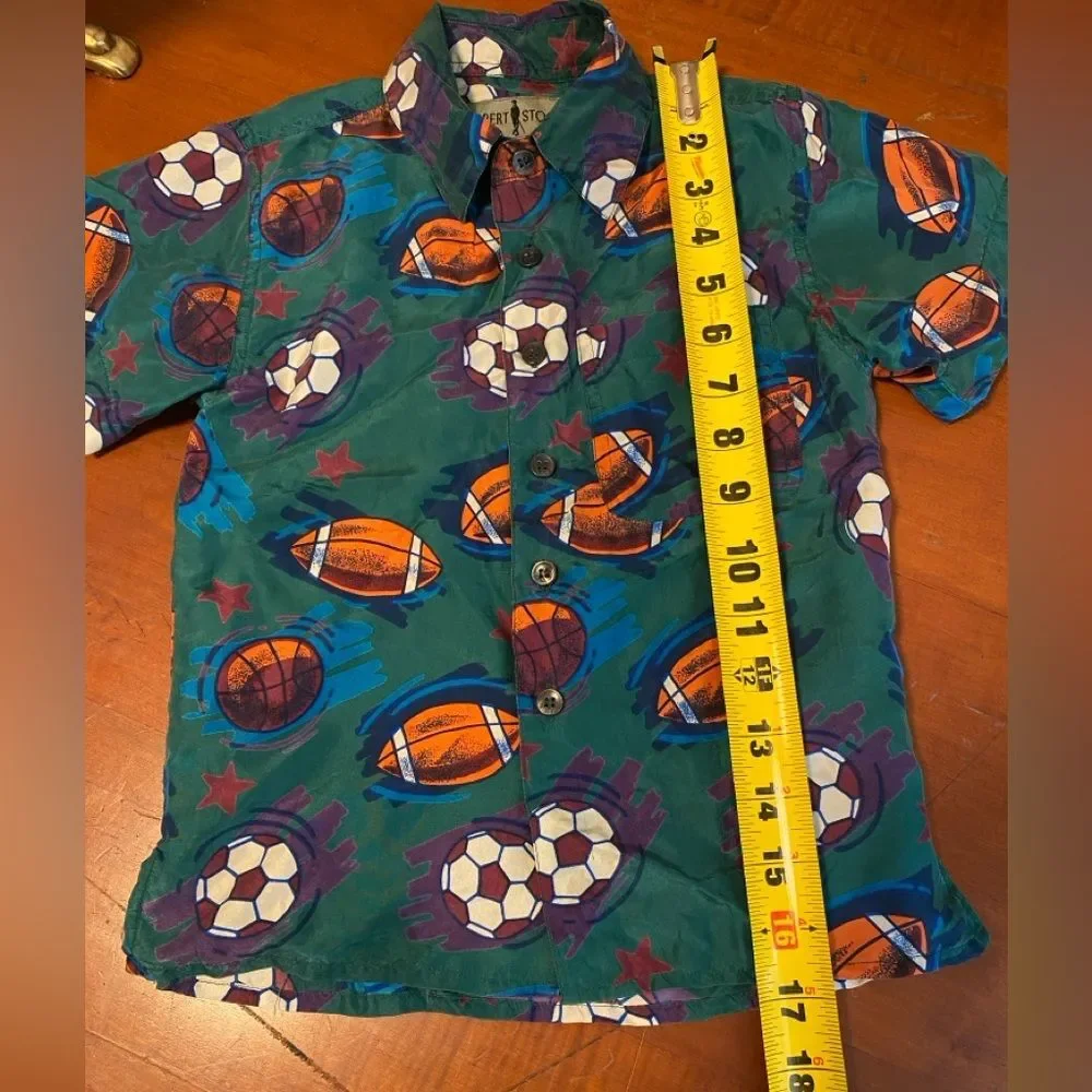 Y2K Silk Sports Sporty Baseball Basketball Button Up Kids Novelty Funky Shirt